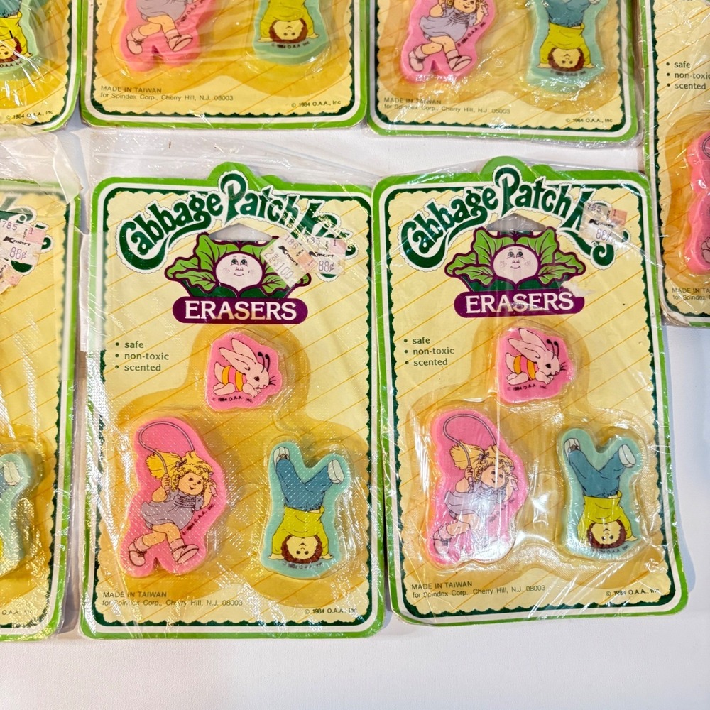 Vintage 1984 Cabbage Patch Kids Erasers 3 Pack Scented Spindex New Sealed 80s - Picture 8 of 9